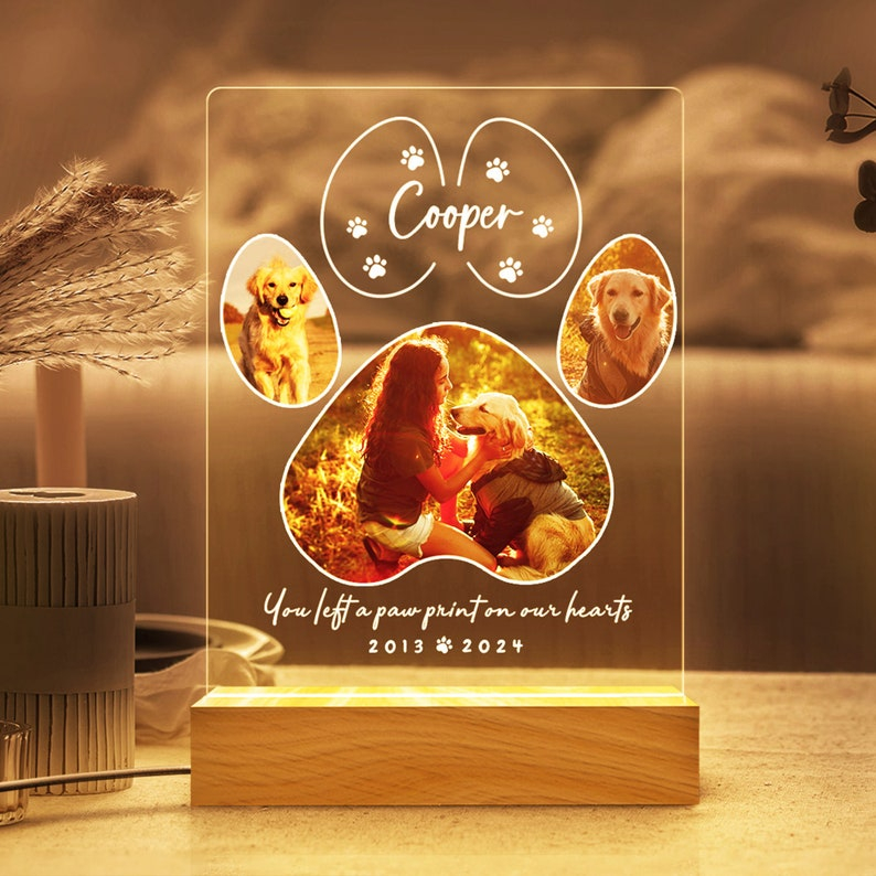 Pet Memorial Night Light, Custom Pet Plaque, Pet Night Light, Custom Pet Photo Gifts, Pet Memorial Frame, Gifts For Pets, Cat Dog Loss Gift - Etsy
